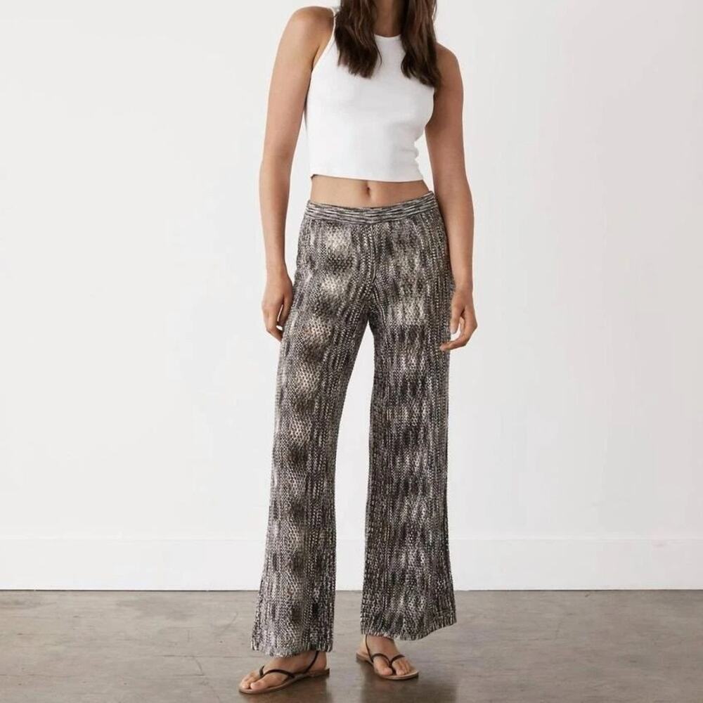 Monrow Space Pants Crochet Wide Leg Boho Festival Vacation Casual Preppy M